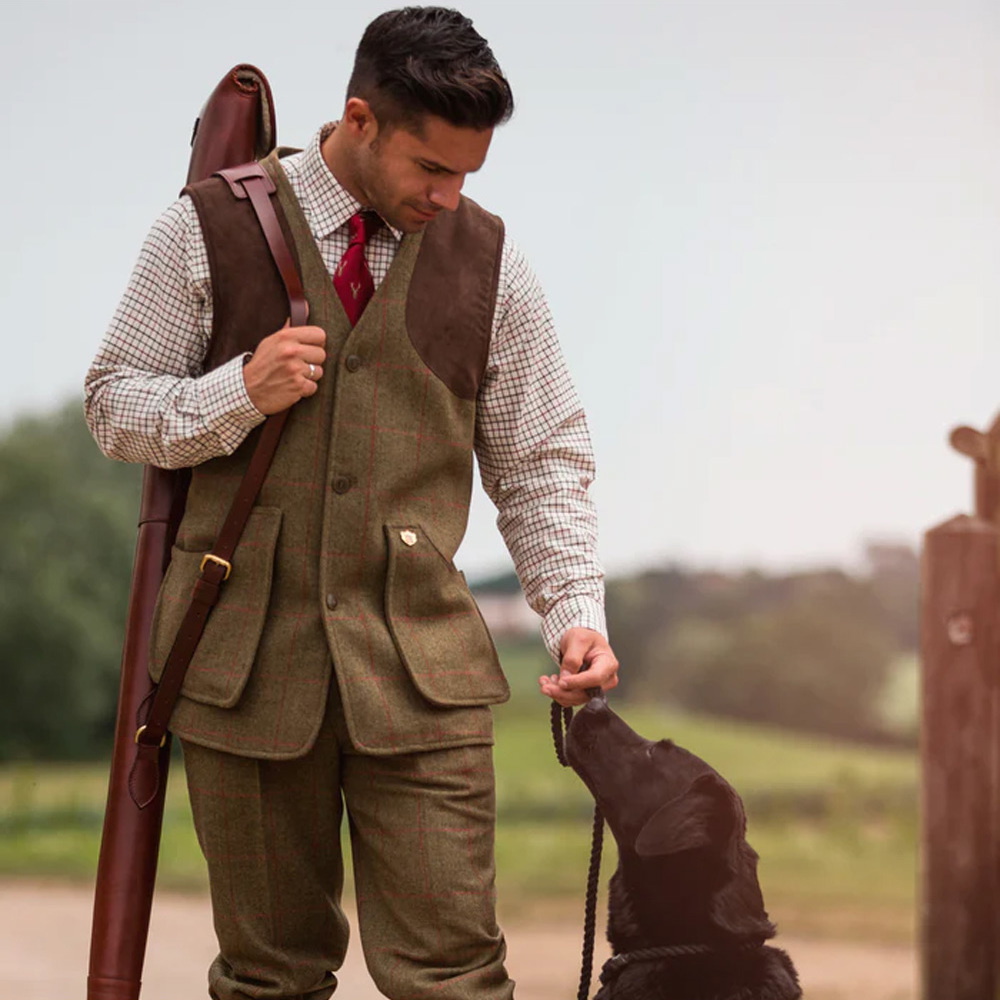 2026 Alan Paine Mens Combrook Tweed Gilet COMGWCT - Sage - Country